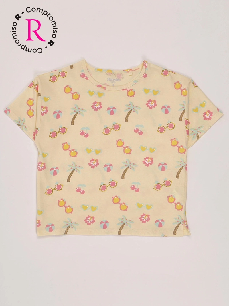 POLERA NIÑA HARVEST ALGODÓN MANGA CORTA PRINT