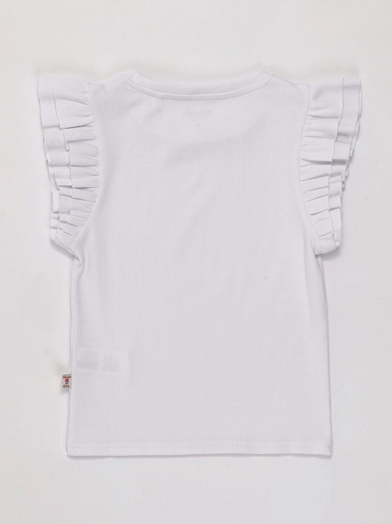POLERA NIÑA HARVEST ALGODÓN SIN MANGAS RIB VUELOS - 2