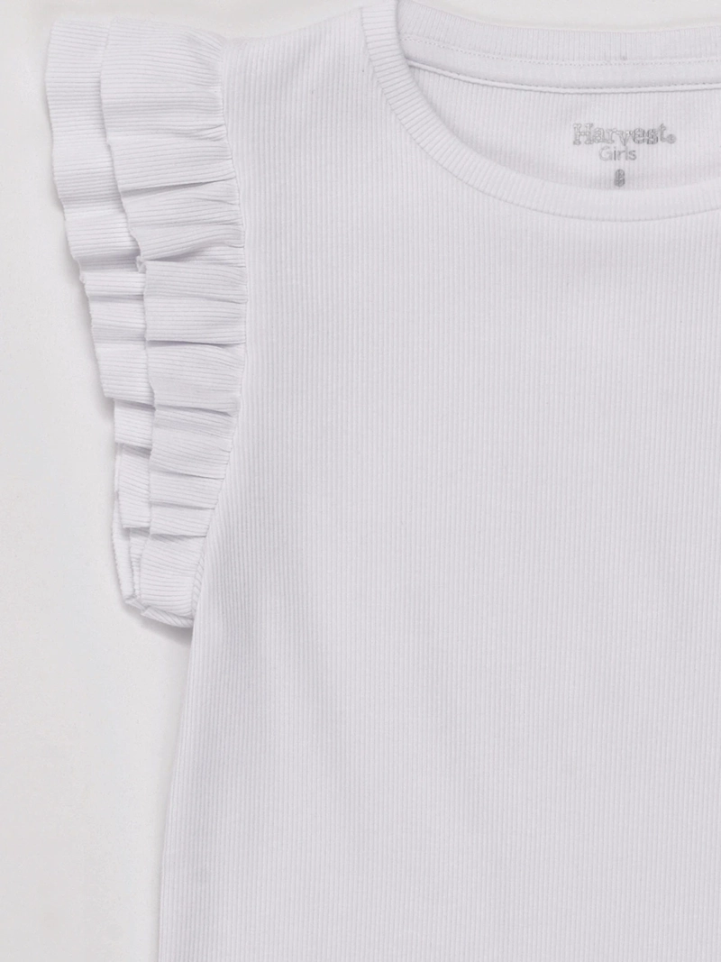 POLERA NIÑA HARVEST ALGODÓN SIN MANGAS RIB VUELOS - 3