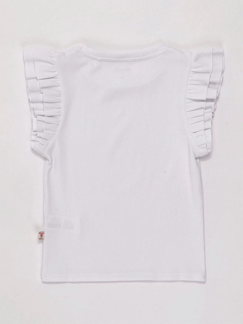 POLERA NIÑA HARVEST ALGODÓN SIN MANGAS RIB VUELOS - 4