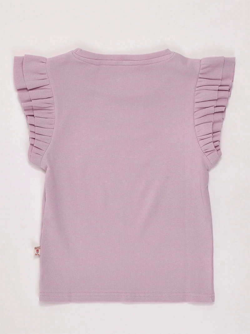 POLERA NIÑA HARVEST ALGODÓN SIN MANGAS RIB VUELOS - 4
