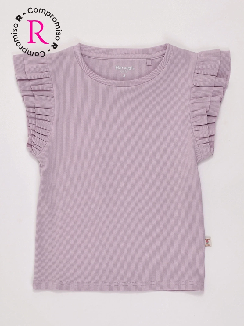 POLERA NIÑA HARVEST ALGODÓN SIN MANGAS RIB VUELOS