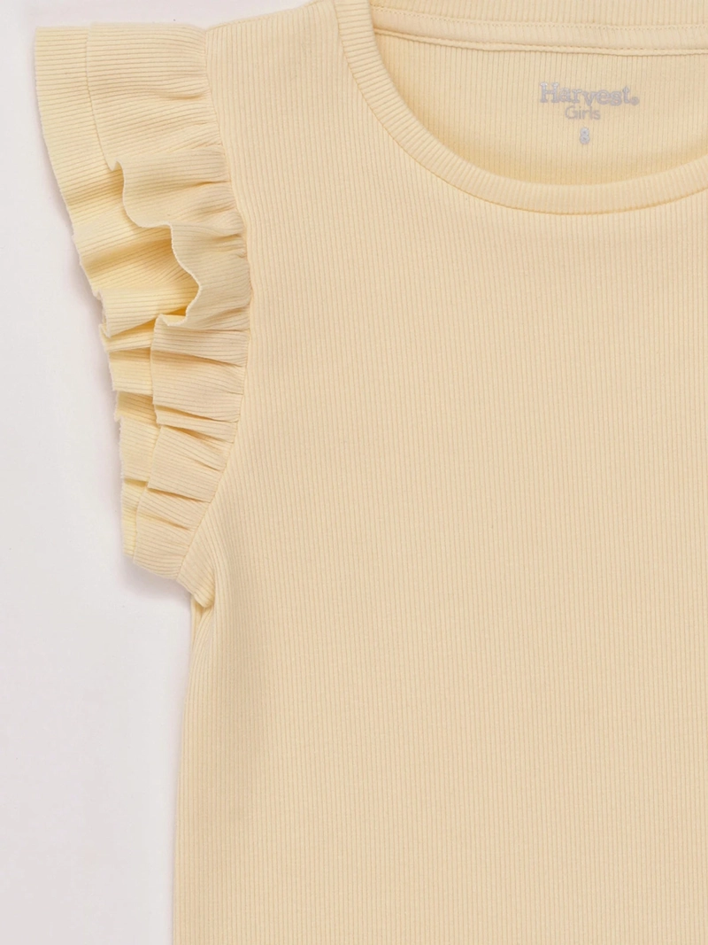 POLERA NIÑA HARVEST ALGODÓN SIN MANGAS RIB VUELOS - 3