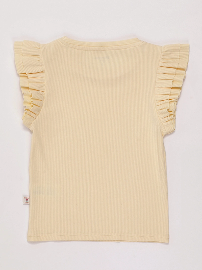 POLERA NIÑA HARVEST ALGODÓN SIN MANGAS RIB VUELOS - 2
