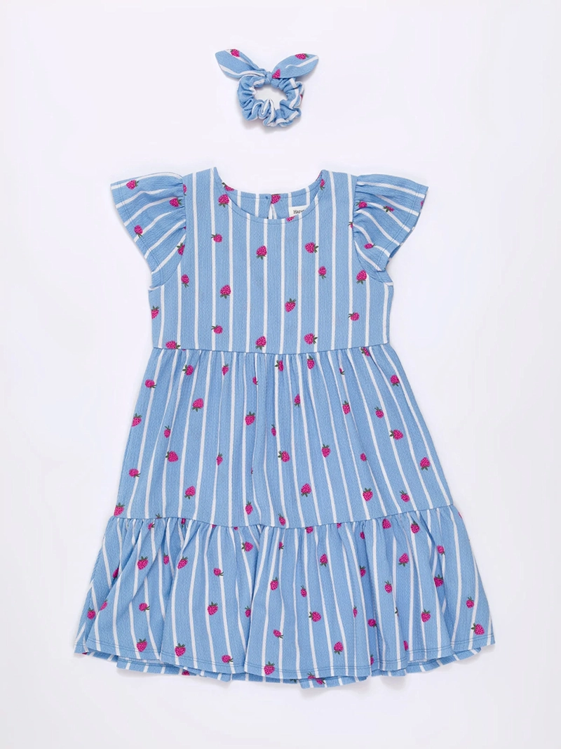VESTIDO NIÑA HARVEST TEXTURA CON SCRUNCHIE