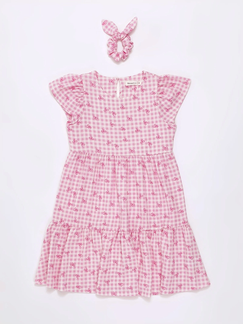 VESTIDO NIÑA HARVEST TEXTURA CON SCRUNCHIE - 1