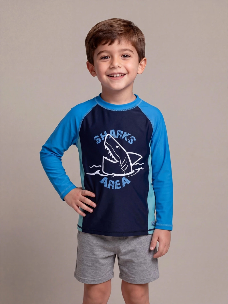 POLERA DE BAÑO NIÑO HARVEST MANGA LARGA FILTRO UV - 1
