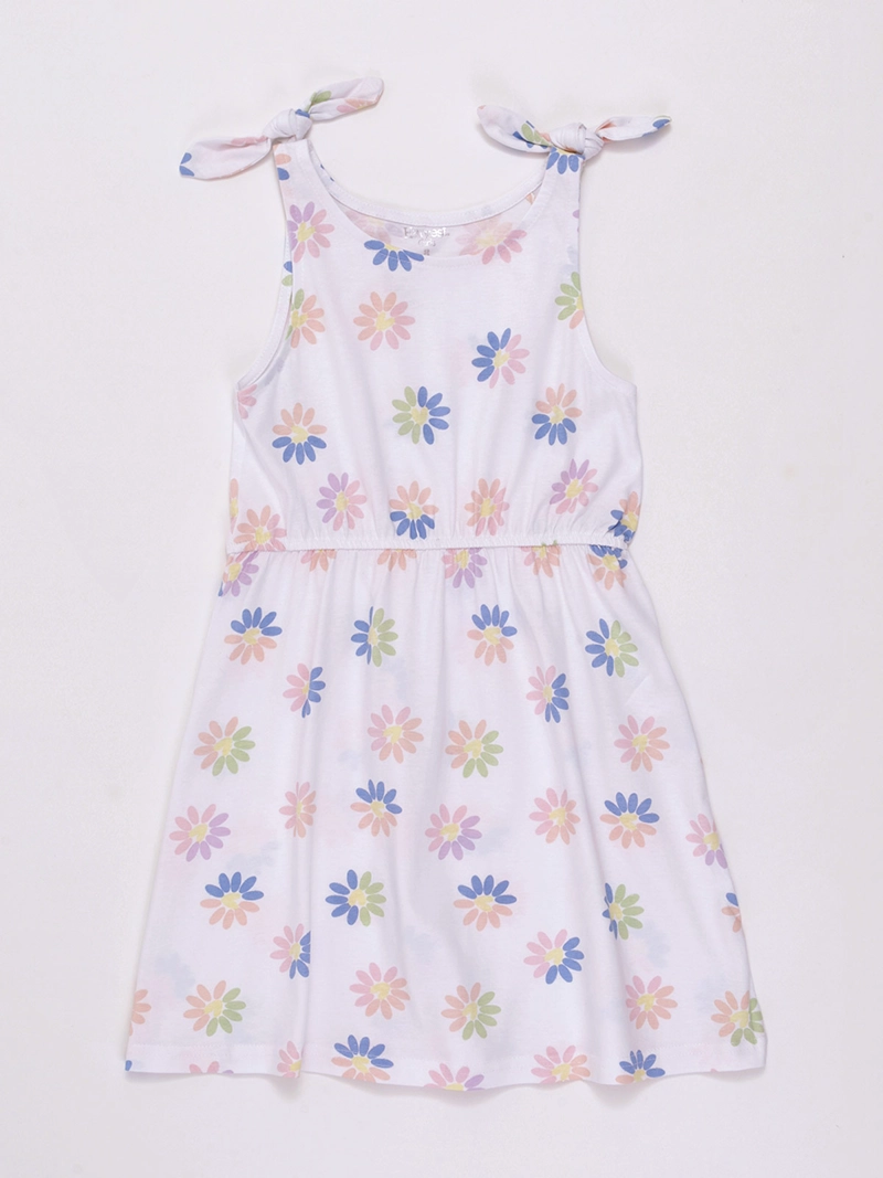 VESTIDO NIÑA HARVEST ESTAMPADO CON NUDO ALGODÓN