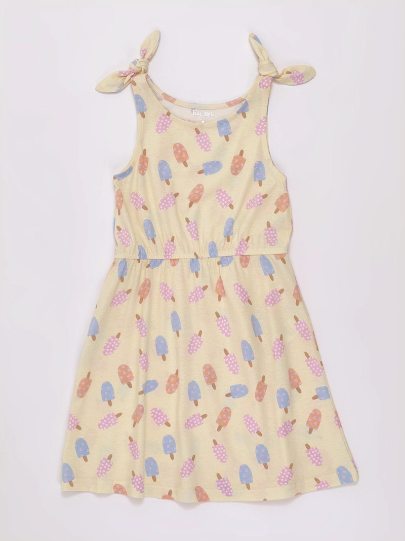 VESTIDO NIÑA HARVEST ESTAMPADO CON NUDO ALGODÓN