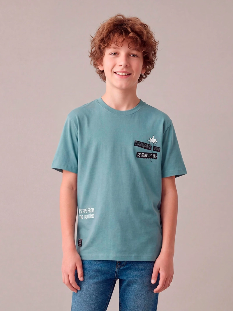 POLERA NIÑO CLOUDBREAK ALGODÓN MANGA CORTA PRINT - 1