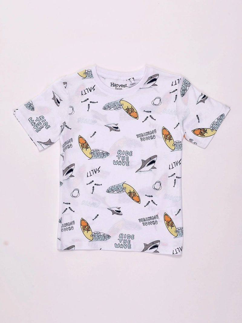 POLERA NIÑO HARVEST ALGODÓN MANGA CORTA PRINT
