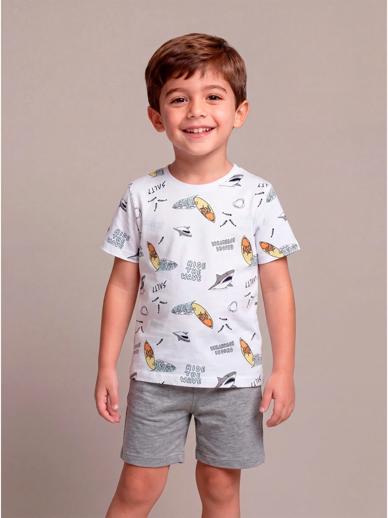 POLERA NIÑO HARVEST ALGODÓN MANGA CORTA PRINT - 1