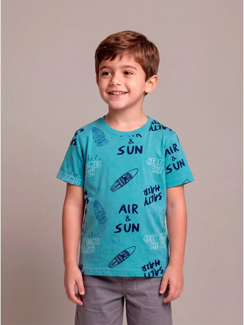 POLERA NIÑO HARVEST ALGODÓN MANGA CORTA PRINT - 1