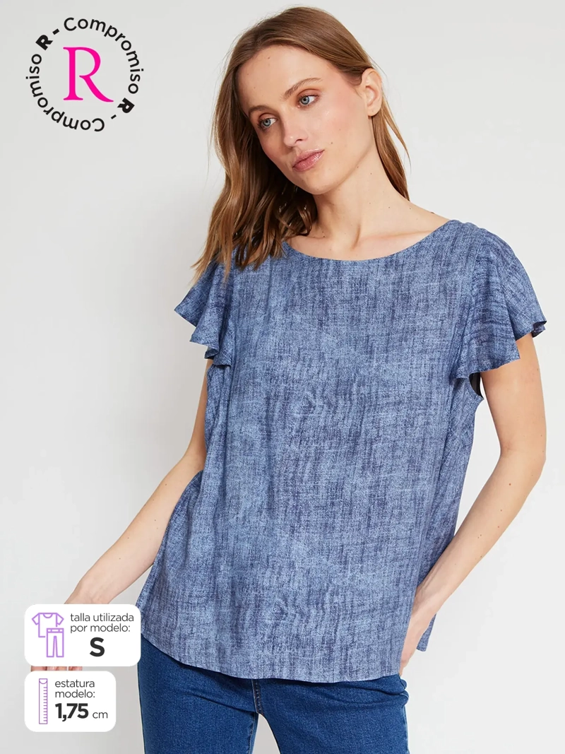 BLUSA MUJER AZIZ MANGA CORTA ESTAMPADA