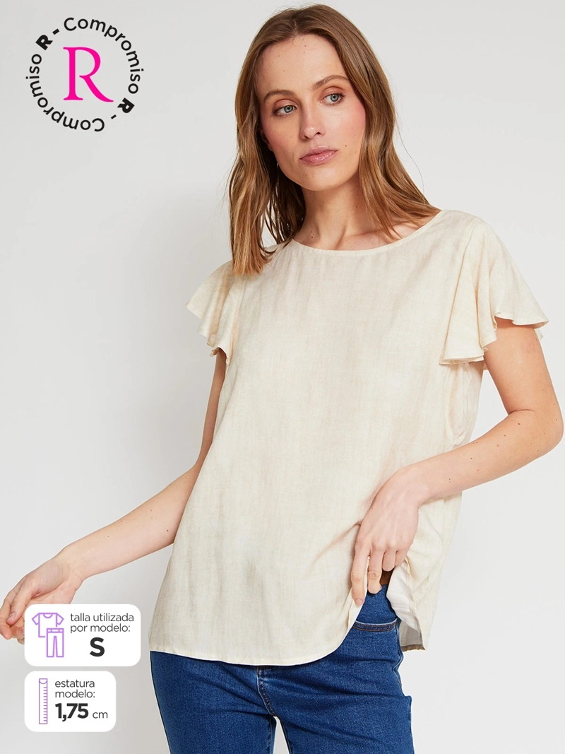 BLUSA MUJER AZIZ MANGA CORTA ESTAMPADA - 1
