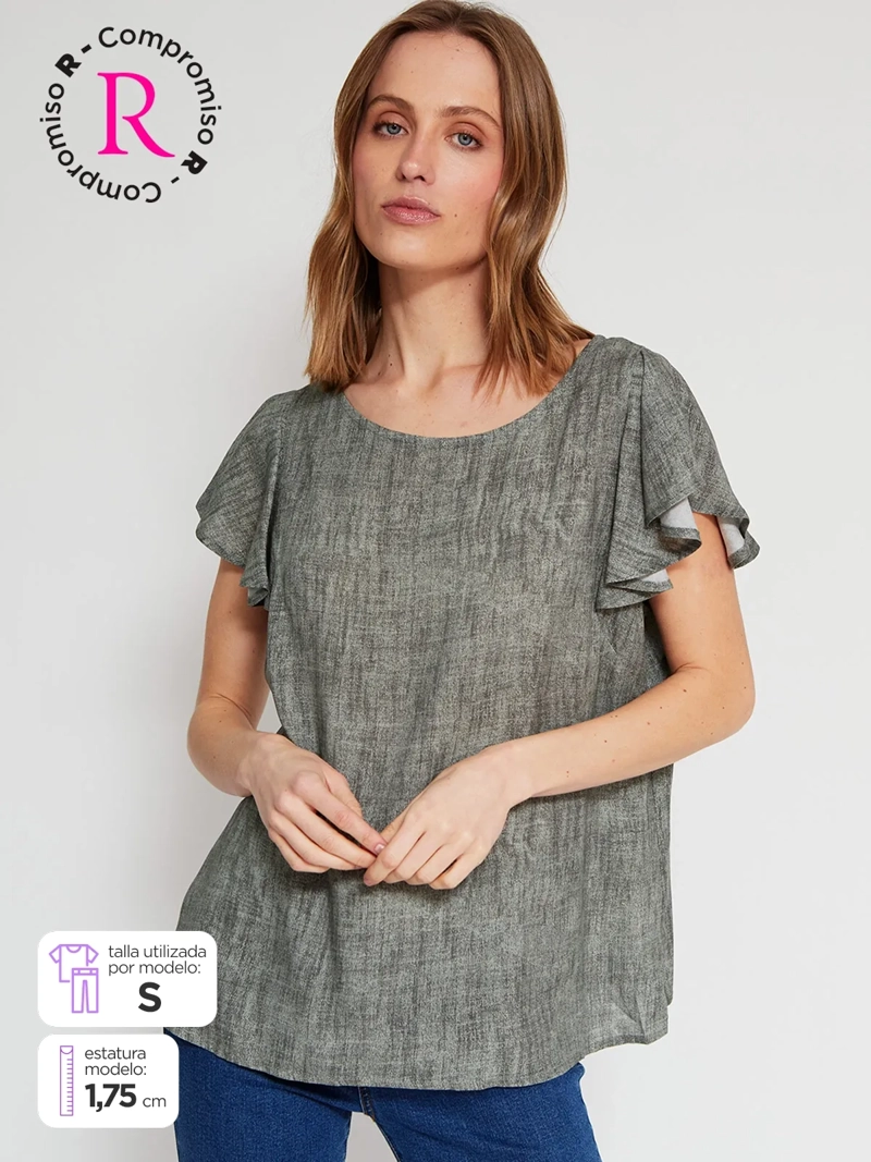 BLUSA MUJER AZIZ MANGA CORTA ESTAMPADA - 1