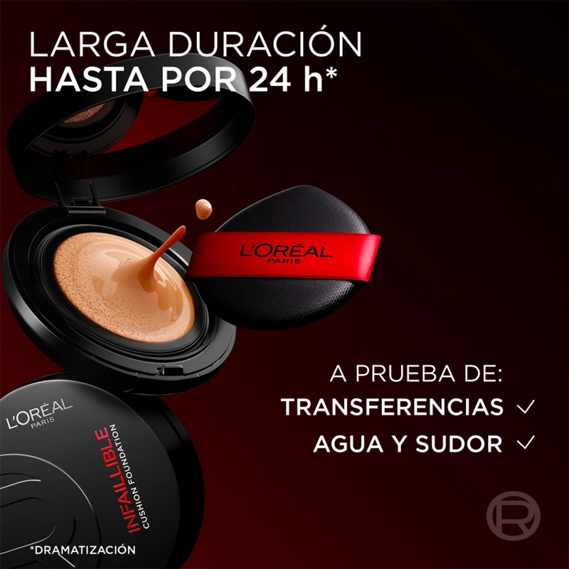 BASE DE MAQUILLAJE L'OREAL PARIS INFAILLIBLE 24H AIR WEAR CUSHION FOUNDATION 100 11GR - 6