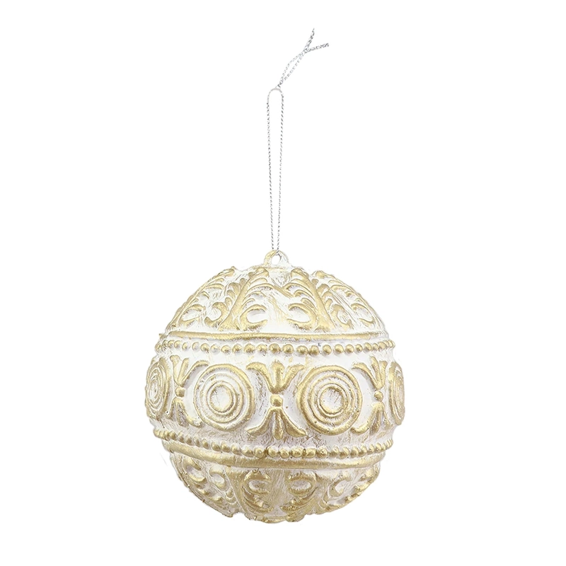 ADORNO NAVIDEÑO RIPLEY HOME ESFERA BLANCO/DORADO - 2