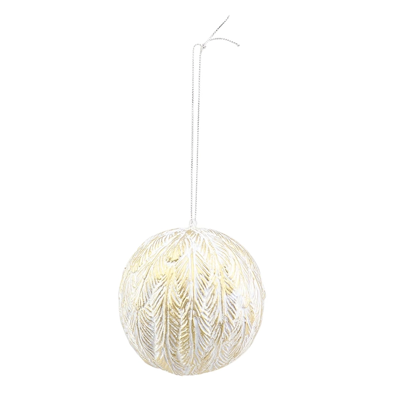 ADORNO NAVIDEÑO RIPLEY HOME ESFERA HOJAS BLANCO/DORADO - 2