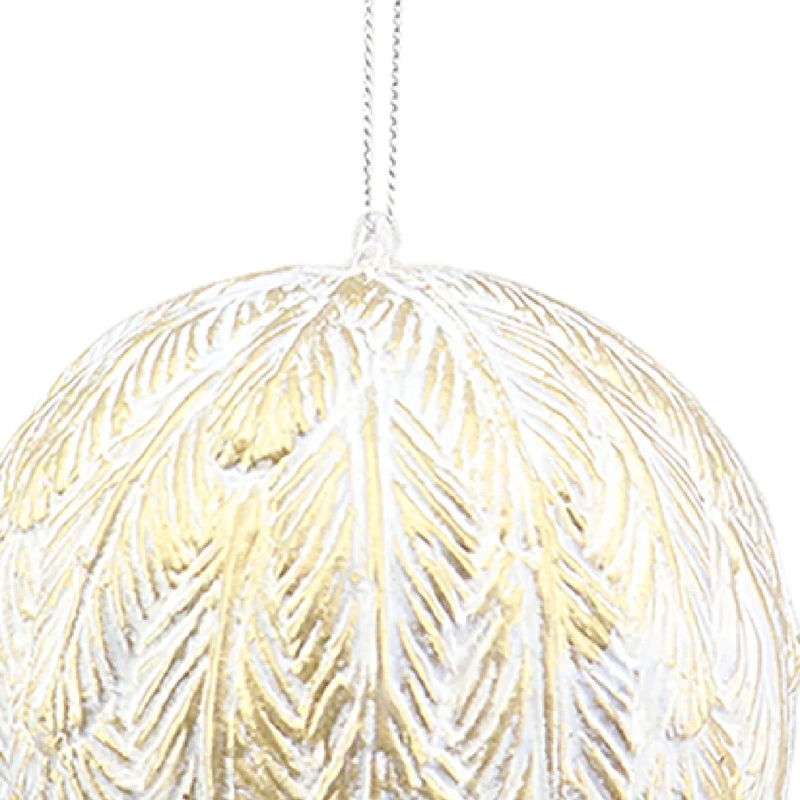 ADORNO NAVIDEÑO RIPLEY HOME ESFERA HOJAS BLANCO/DORADO - 3