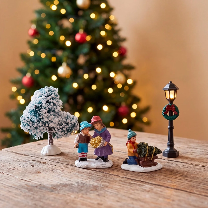 ADORNO NAVIDEÑO RIPLEY HOME VILLA COLECCIÓN SET X4 NIÑOS NAVIDAD - 1