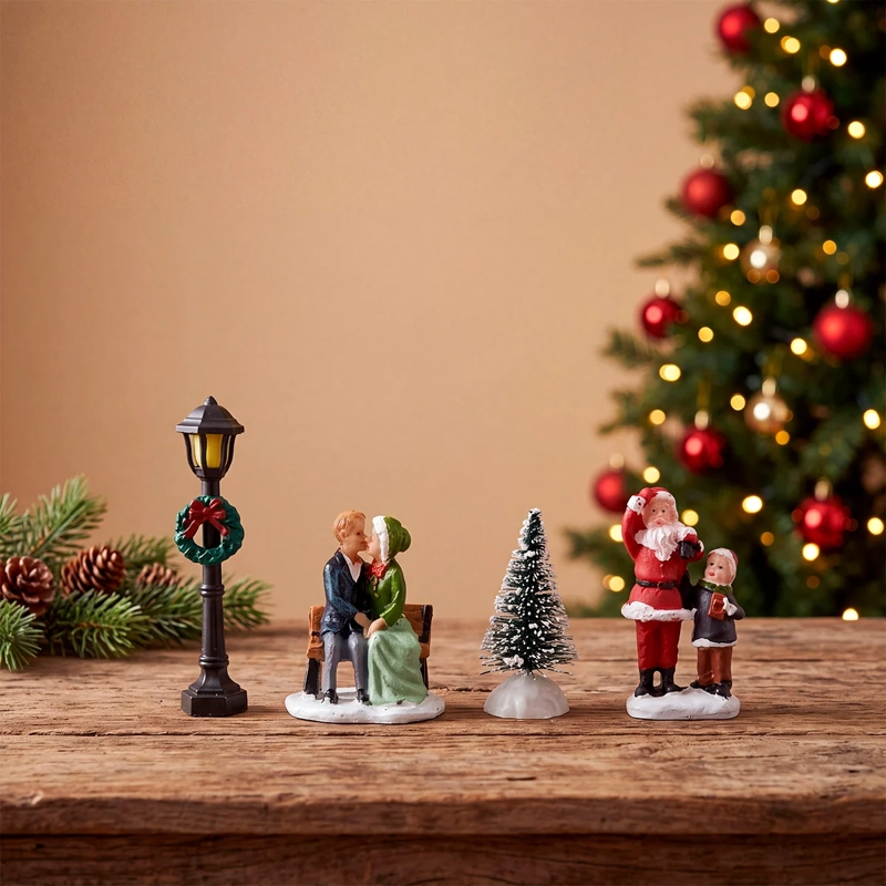 ADORNO NAVIDEÑO RIPLEY HOME VILLA COLECCIÓN SET X4 SANTA NAVIDAD - 1