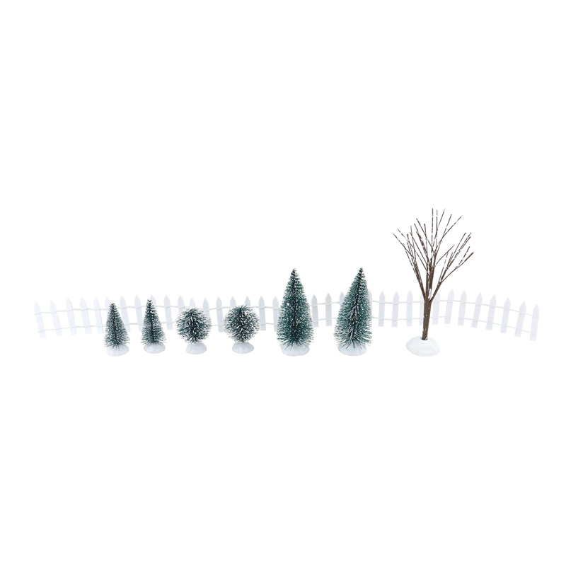 ADORNO NAVIDEÑO RIPLEY HOME VILLA COLECCIÓN SET X8 ÁRBOLES Y BANCA - 2