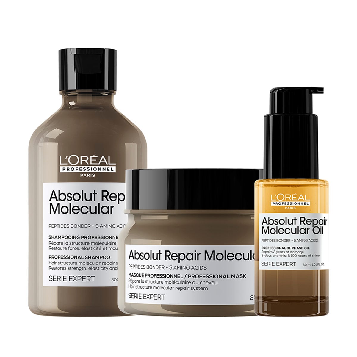 SET REPARACIÓN MOLECULAR L'OREAL PROFESSIONNEL ABSOLUT REPAIR MOLECULAR 300ML+250ML+30ML