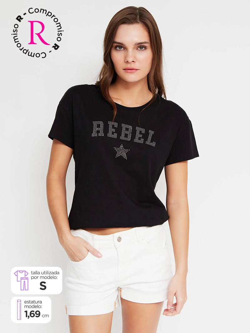 POLERA MUJER INDEX ALGODÓN MANGA CORTA GRÁFICA