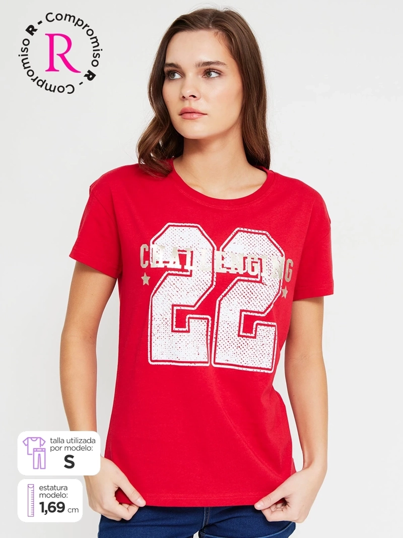 POLERA MUJER INDEX ALGODÓN MANGA CORTA GRÁFICA