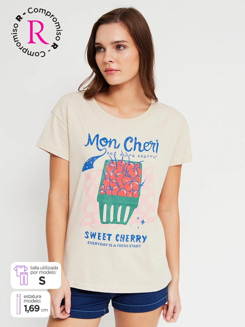 POLERA MUJER INDEX ALGODÓN MANGA CORTA GRÁFICA