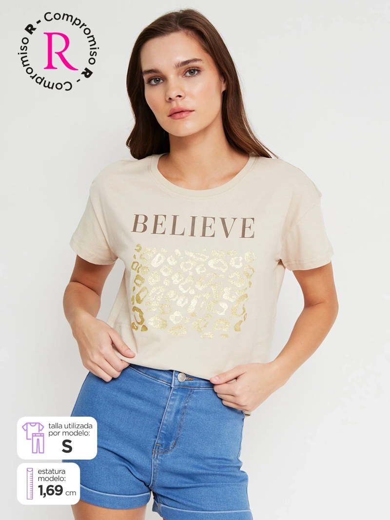 POLERA MUJER INDEX ALGODÓN MANGA CORTA GRÁFICA