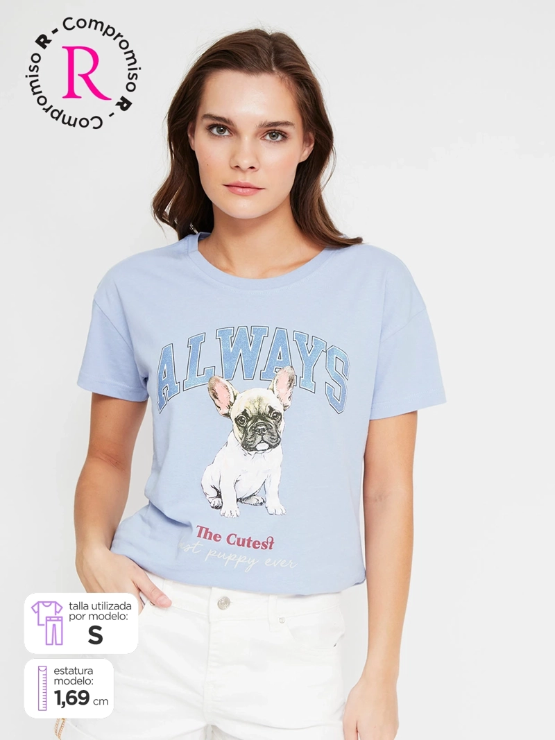 POLERA MUJER INDEX ALGODÓN MANGA CORTA GRÁFICA