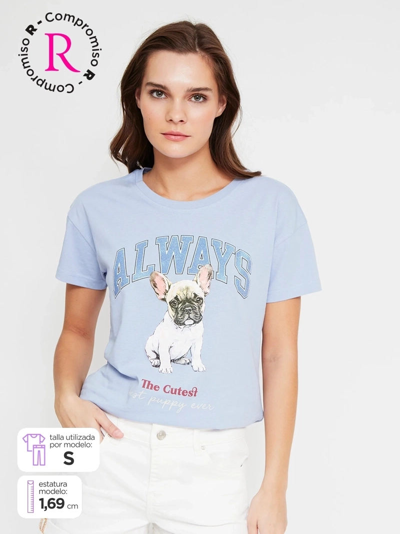 POLERA MUJER INDEX ALGODÓN MANGA CORTA GRÁFICA