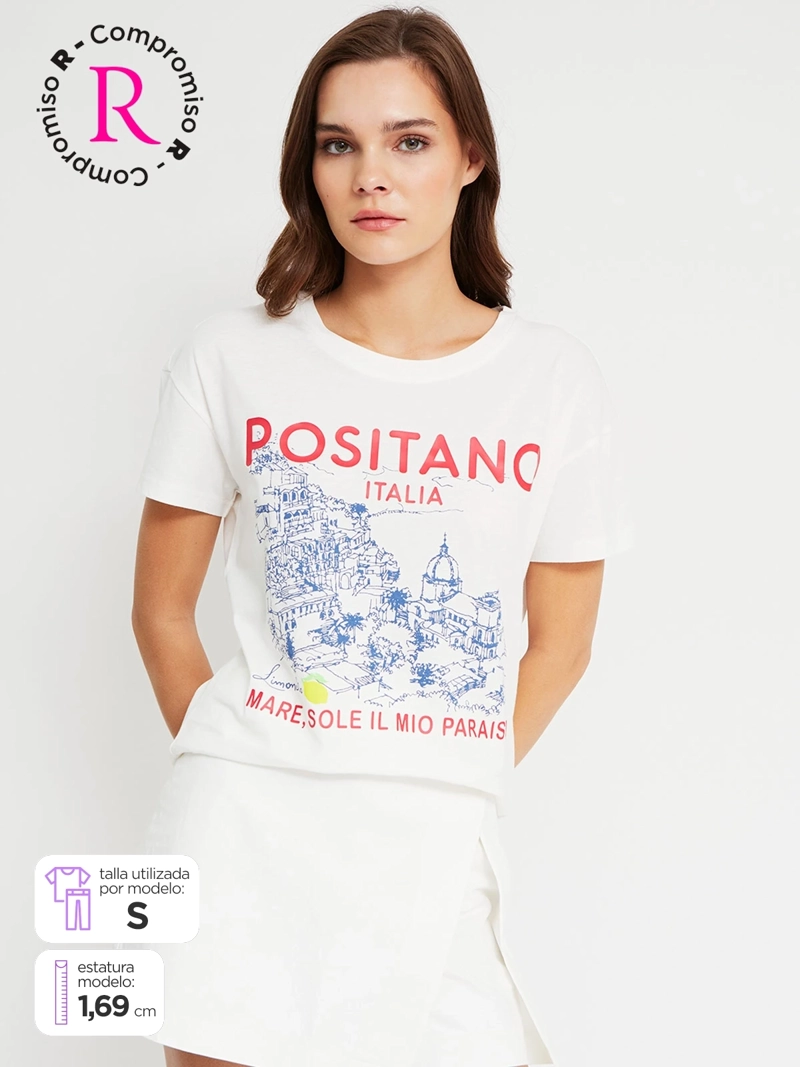 POLERA MUJER INDEX ALGODÓN MANGA CORTA GRÁFICA