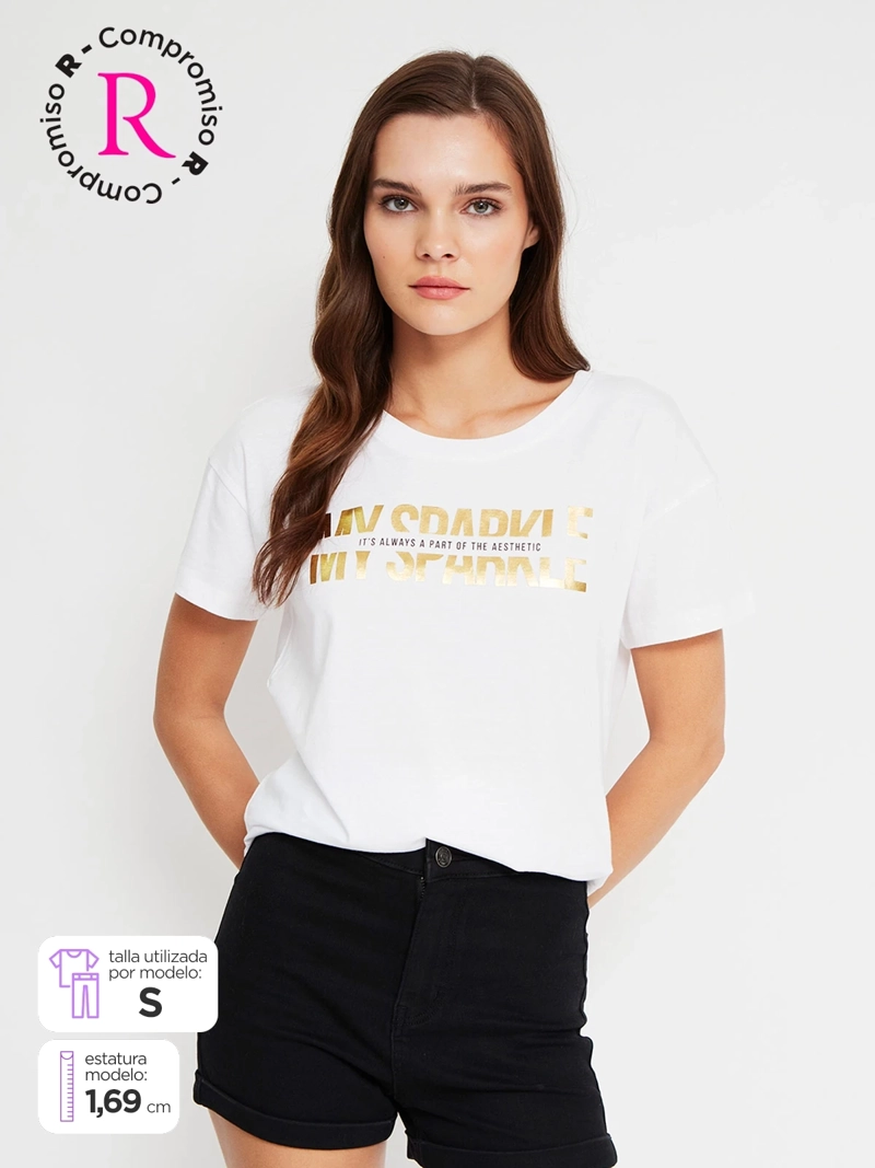 POLERA MUJER INDEX ALGODÓN MANGA CORTA GRÁFICA - 1