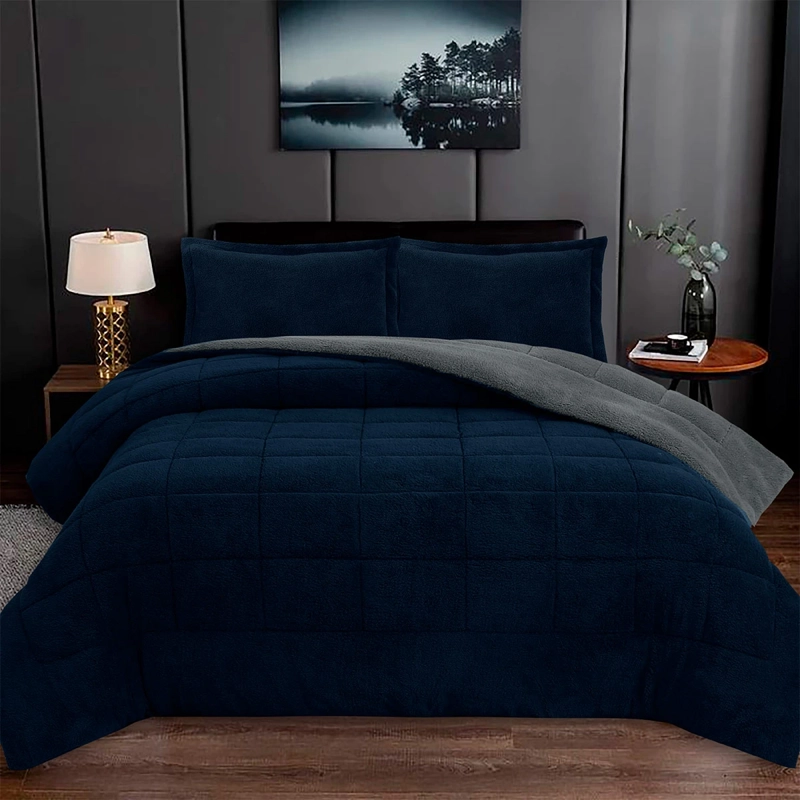 PLUMÓN ANDES SHERPA BICOLOR 1.5 PLAZAS GRIS - 1