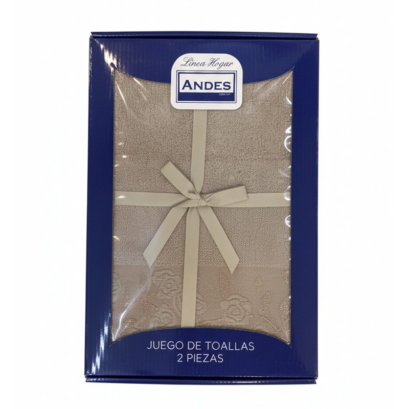 JUEGO DE TOALLAS ANDES ROSAS 2 PIEZAS TAUPE - 5