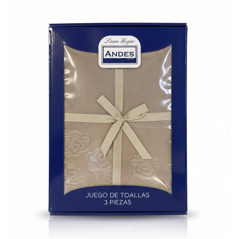 JUEGO DE TOALLAS ANDES ROSAS 3 PIEZAS TAUPE - 3