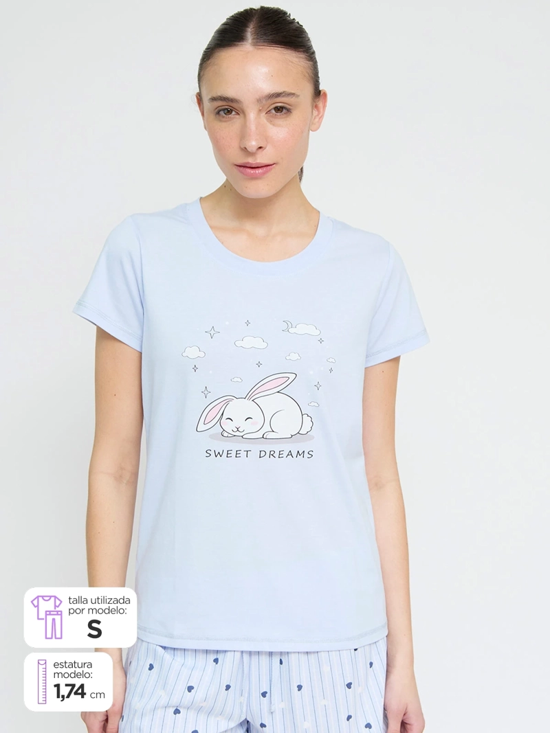 POLERA DE PIJAMA MUJER INDEX MANGA CORTA PRINT