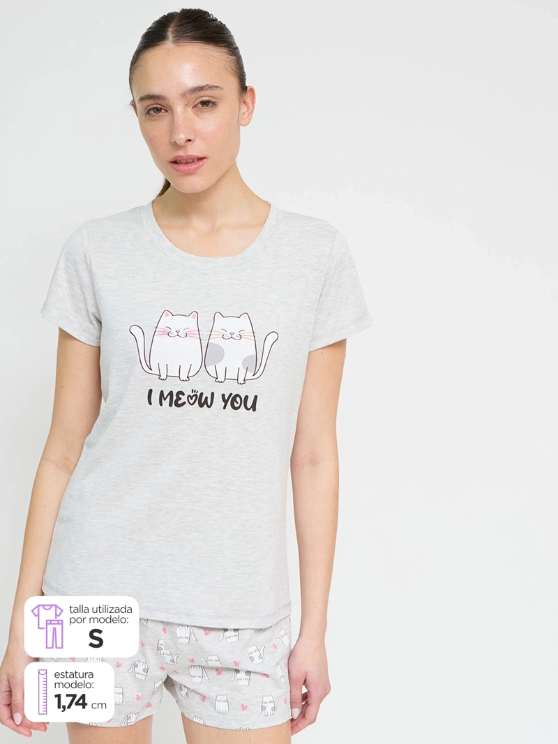 POLERA DE PIJAMA MUJER INDEX MANGA CORTA PRINT