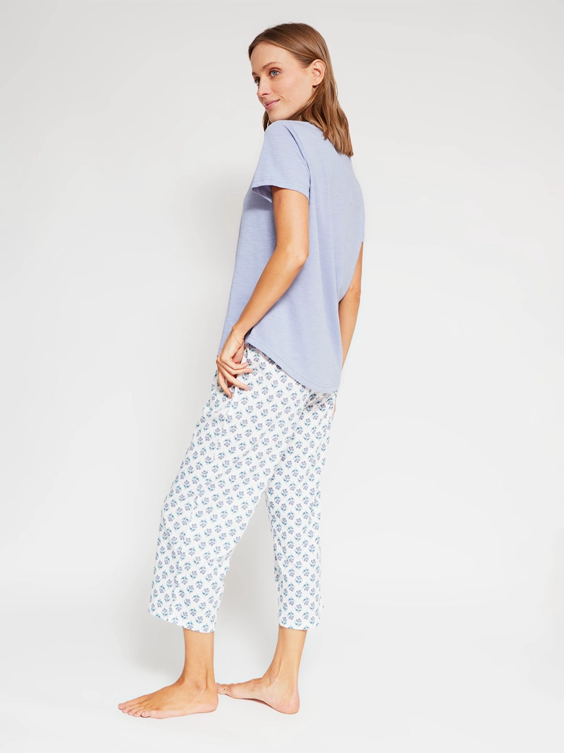 PIJAMA MUJER AZIZ ALGODÓN POLERA MANGA CORTA + PANTALÓN CAPRI - 3
