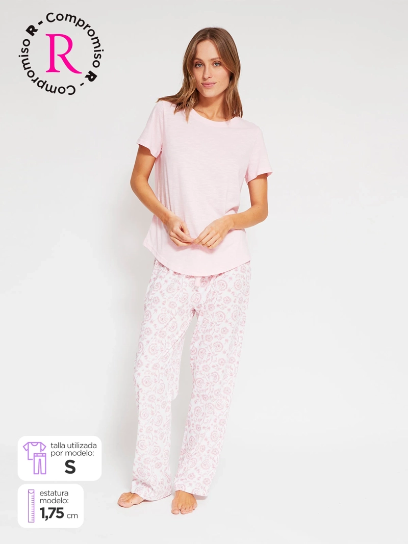 PIJAMA MUJER AZIZ MANGA CORTA PANTALÓN LARGO - 1