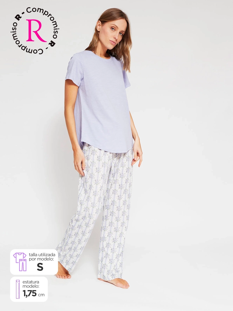 PIJAMA MUJER AZIZ MANGA CORTA PANTALÓN LARGO
