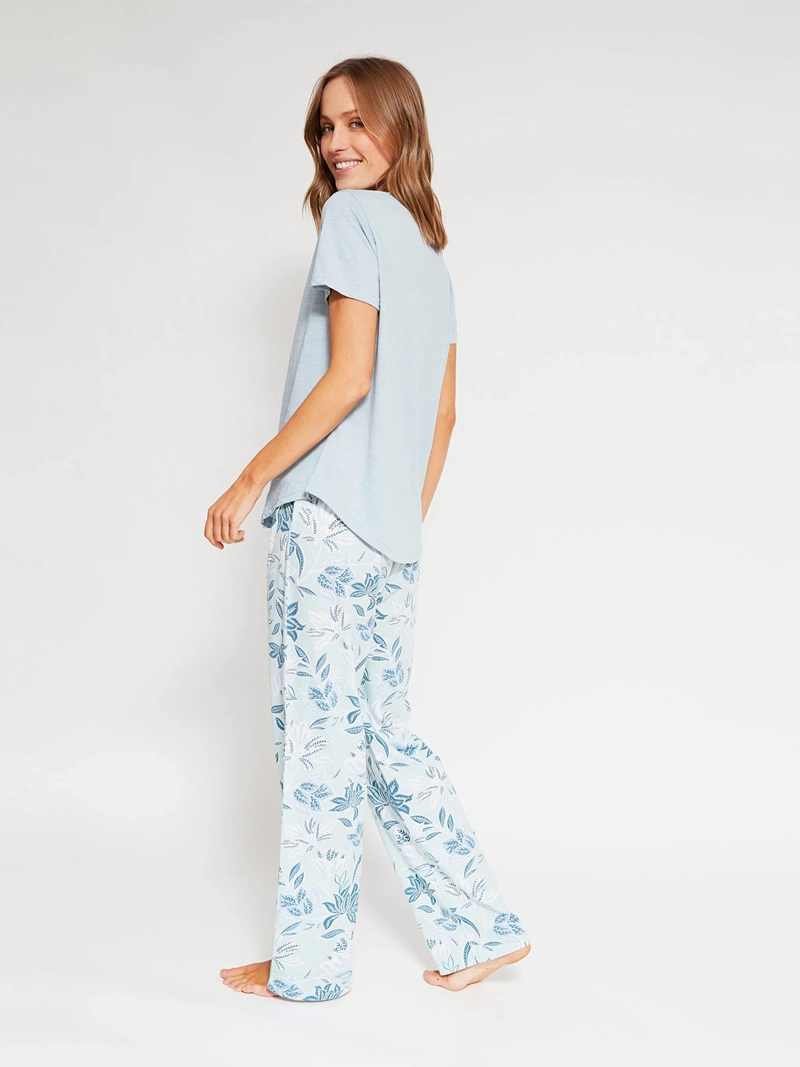 PIJAMA MUJER AZIZ MANGA CORTA PANTALÓN LARGO - 2