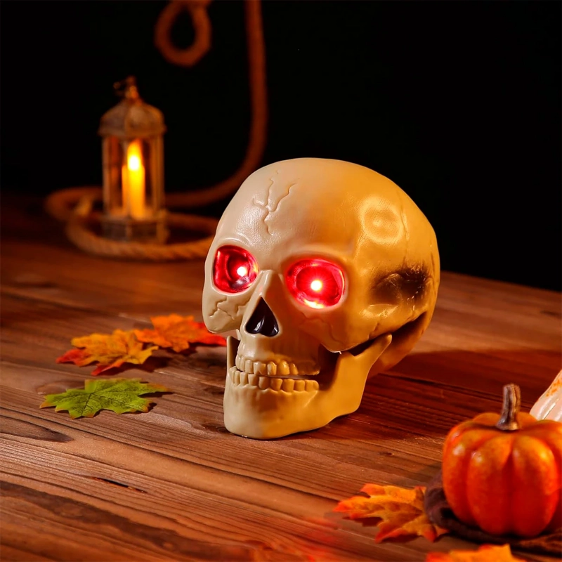ADORNO HALLOWEEN RIPLEY HOME CALAVERA CON LUZ BLANCO 20 CM - 2