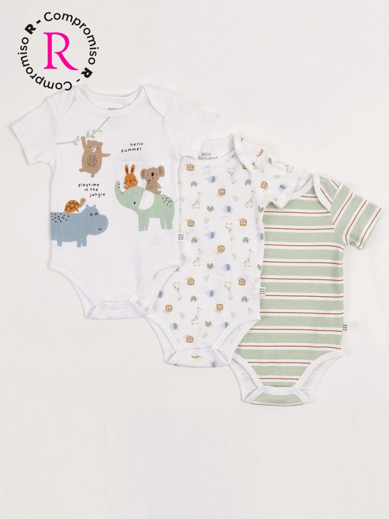 PACK X3 BODY NIÑO BABY HARVEST ALGODÓN MANGA CORTA