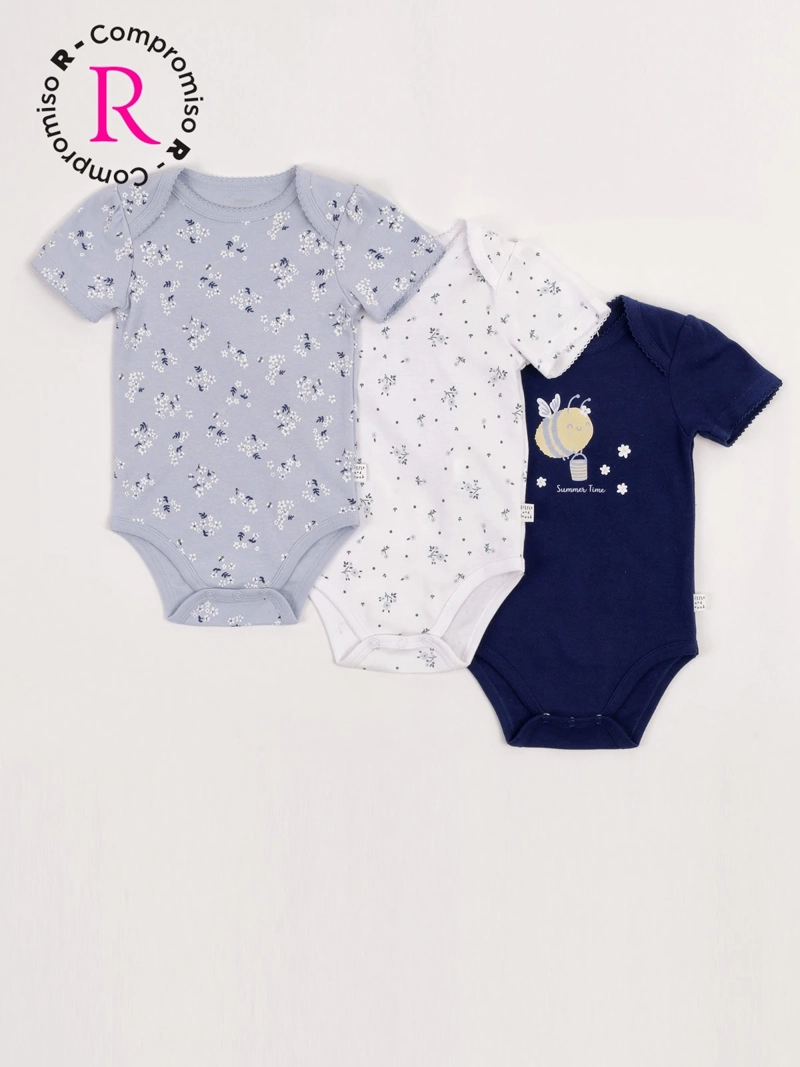 PACK X3 BODY NIÑA BABY HARVEST ALGODÓN MANGA CORTA - 1