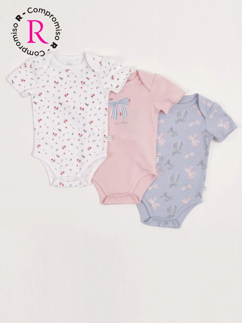 PACK X3 BODY NIÑA BABY HARVEST ALGODÓN MANGA CORTA