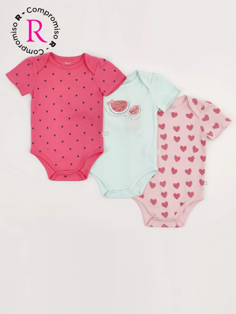 PACK X3 BODY NIÑA BABY HARVEST ALGODÓN MANGA CORTA - 1